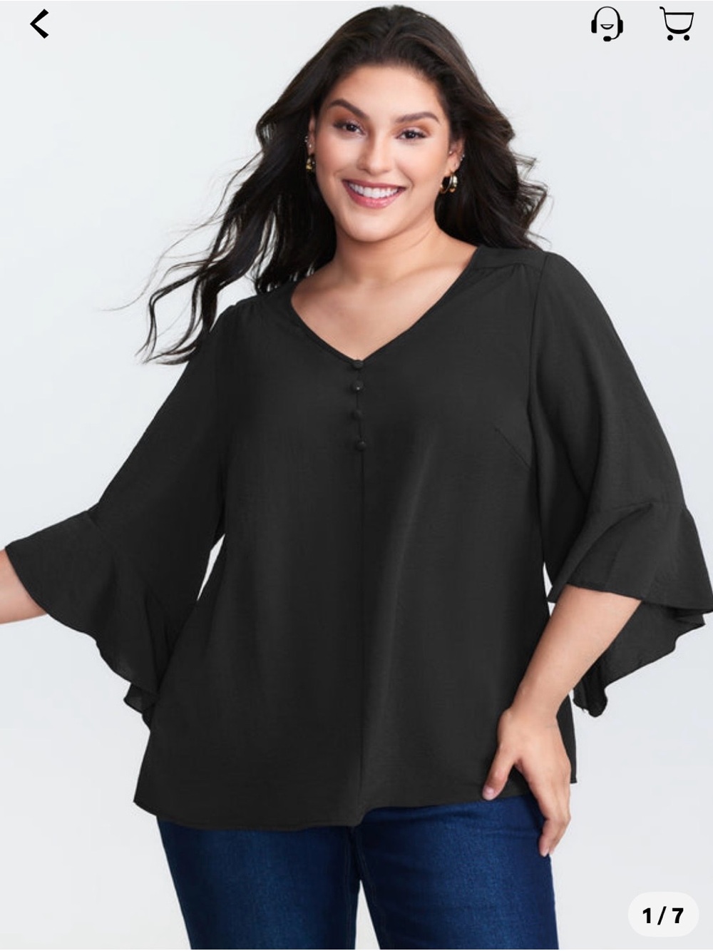 BloomChic Black polyester V-Neck blouse NWT Size 1X 14/16